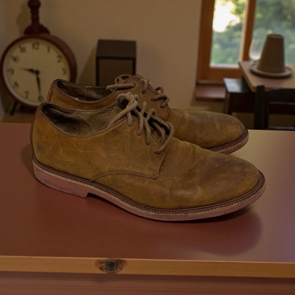 POLO RALPH LAUREN 🤑TAN BROWN SUEDE BUCKS OXFORDS SHOES‎ MENS 8 Preppy Stud 💰